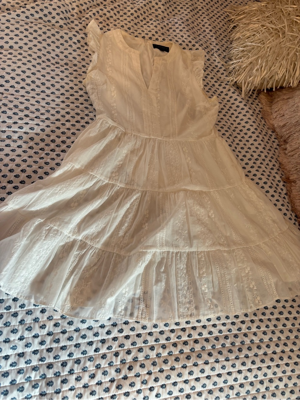 Laundry By Shelli Segal Ivory Tiered Eyelet Mini Dress
